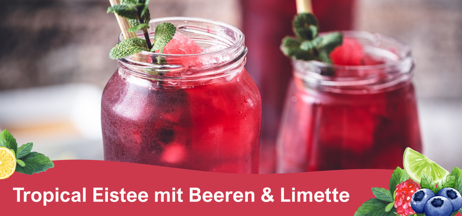 Tropical Eistee mit Beeren & Limette