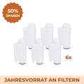 Sechs BRU Wasserfilter als Jahresvorrat an Filtern im Herbst Filter-Angebot, 50 % sparen.