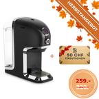 Testsieger Teemaschinen Testvergleich.de 2025: BRU Maker One Teemaschine in Schwarz Chrome, Herbstangebot 259.- statt 320.- plus 50 CHF Teegutschein geschenkt. Tee auf Knopfdruck ohne Kapseln, über 50’000 zufriedene Kunden, Trustpilot 4,8 von 5.